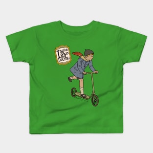 I miss the good old days! Scooter riding! Kids T-Shirt